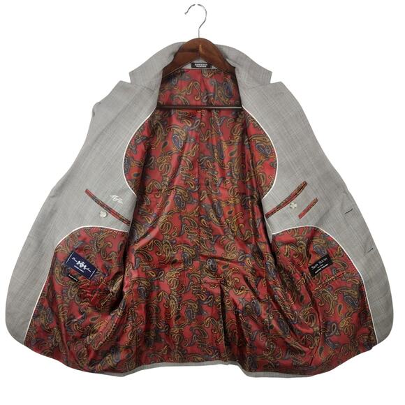 Sam Surin Bespoke Blazer Men 42 Gray Glen Plaid Luxury Wool Italy Jacket EUC - Picture 2 of 16